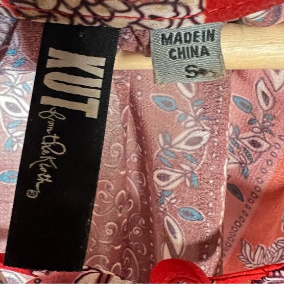 Kut from the Kloth red floral fit and flare BoHo dress size small S B105 - Picture 2 of 4